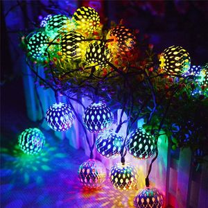 Strings 10/20 LED Moroccan Ball String Lights Romantic Fairy Lantern Light Hanging Garden Lamp Garlands Christmas Party Decor