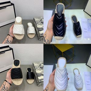 Designer-Sandalen für Damen, Strohsandalen, Leder, Luxus-Hausschuhe, flache Hausschuhe mit doppelten Strand-Webschuhen aus Metall mit Box