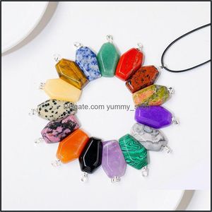 Pendant Necklaces Pendants Jewelry Natural Stone Geometric Shape Quartz Agates Healing Crystal Tiger Eye Amethyst Dh0Jd