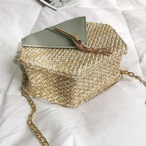 Evening Bags Hex-shape Mulit Style Straw Leather Handbag Women Summer Rattan Bag Handmade Woven Beach Circle Bohemia Shoulder New Fashion