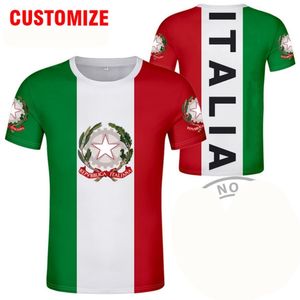 Италия футболка DIY Бесплатный пользовательский номер номера ITA Country Flag, который итальянский колледж печатайте текстовые одежды 220615