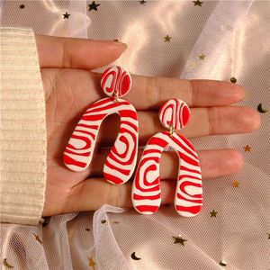 Dangle & Chandelier Retro Fashion Colorful Red Acrylic Drop Earrings Geometric Rectangl Arched Dots Big For Women Party Jewelry Gift