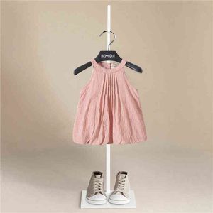 2021 Cute Vest Sling Cotton Infantile Baby Girl Dress Cotton Abiti senza maniche A-Line Abbigliamento casual Mini Princess Clothes G220506