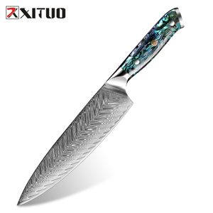 XITUO VG10 Coltello da cuoco giapponese in acciaio di Damasco Coltelli da cucina Affilato Mannaia professionale Coltello da cucina Coltello da conchiglia di abalone Manico migliore