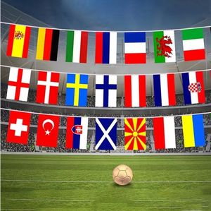 カタール2022ワールドカップ弦旗両面印刷国旗屋外バークラブデコレーション小さな旗7 メートル24旗10メーター32旗