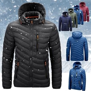 Moda cappello staccabile uomo inverno parka spesso caldo mens frangivento cappotto maschio con cappuccio piumino parka giacche uomo cerniera soprabito 201126