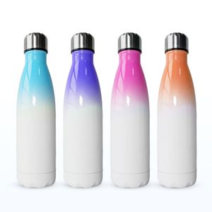 17oz Blanks Bottiglie d'acqua Gradiente di sublimazione Tazza thermos a forma di cola Doppia parete Vuoto Sport da viaggio Acqua