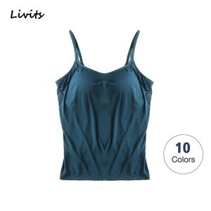 Women Tank-Top With Chest Pad Stretchable Push Up Tops Camisoles Tube Vest Sleeveless Sexy Casual Korean SA1200 220318