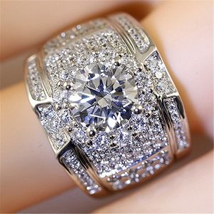 Top New Women Engagement Ring Topaz simulated diamond 10KT White Gold Filled Wedding Band Jewelry