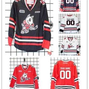 Ceuf Custom White Black Niagara Icedogs Hockey Jersey 자수 스티치 숫자 및 이름 유니폼 사용자 정의