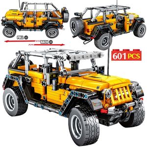 558pcs Yellow Pull Back Sports Car Model Building Blocks City Racing Enlighten Bricks Toys For Boys 220715