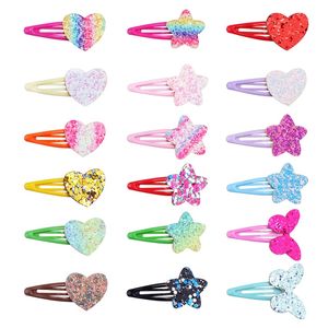 Candy Color Hairgrips Para meninas Cabeças de cabelo fofas lantejoulas estrela Butterfly Shape Hair Clips Cartoon Hairpins Fashion Hair Acessórios 0 65xt D3