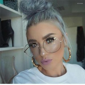 Fashion Sunglasses Frames Oversized Round Glasses Women Men Metal Large Big Circle Optical Frame Eyeglasses Spectacles Eyewear Belo22