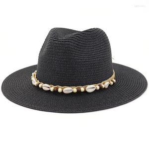 Szerokie brzegowe czapki HT3623 2022 Summer Sun Hat Men Men Keads Zespół Słomka Kobieta Fedoras Jazz Panama Foppy Beach Cap Eger22