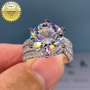 Solitaire Ring Solid 18K Gold 3ct Moissan Diamond D color VVS With national certificate 047