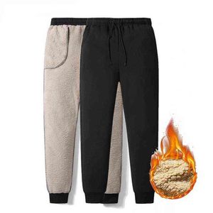 Thicken Jogging Pants Winter Men Plus Velvet Padded Slim Large Size Warm Solid Trend Sport Jogges M-5XLZA306 L220726