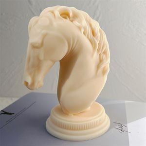 Horse Head Statue Candle Silicone Mold Bust Riding Sculpture Art Figurine Animal Poney Mould 220721