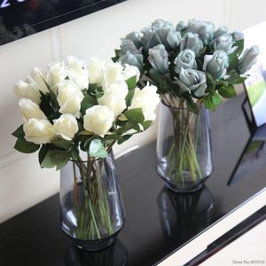 Dekorativa blommor kransar 1st Silk Fresh Rose Artificial Real Touch Home Decorations for Wedding Party eller Birthday 9 Colors Dekorativ