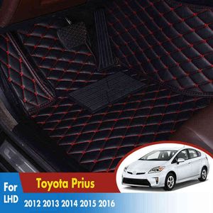 Anpassad bilmatta Auto Interiör Foot Mat Pad -tillbehör Styling bilgolvmattor för Toyota Prius 2012 2013 2014 2015 2016 H220415