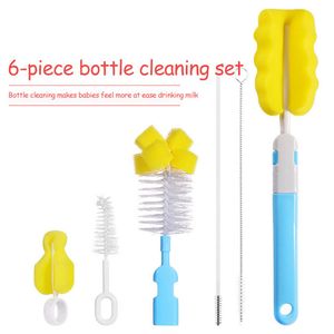 Six-Piece Baby Bottle-Brush Set Cup Brush Sponge Bottle Cleaning Tool Baby-Bottle-Cleaning Product Baby Care