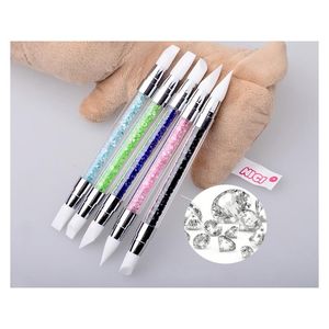 Coisas de silicone de cabeça dupla Dottint Tool Caneta Strass Pen Nail Art Brush for Manicure Suprimentos Profissional
