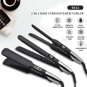 Ihongsen Hair Straightener Fast Warm-Up 2 in 1 Hair Straightener Curler Ceramic Flat Iron Curling Styling Tools 220623