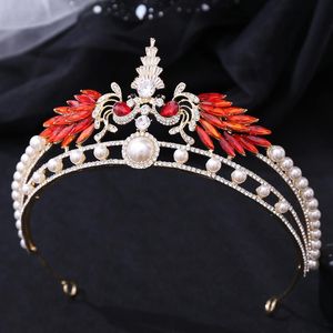 Hårklipp Barrettes kvinnor bröllop tiara europeisk stil zirkon dubbel påfågel set med diamant lyx brud födelse prydnadshair