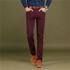 Autumn Mens Casual Pant High Stretch Elastic Fabric Skinny Slim Cutting Trouser Pocket Badge Plus Size 44 46Cy-7104 201128