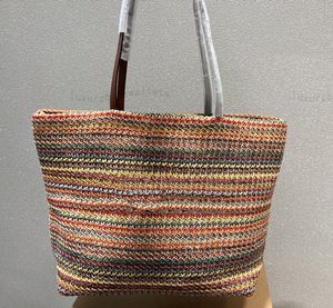 Bola de grande capacidade Bolsa Bolsa de praia de verão Rattan tecido de malha de malha de malha