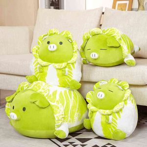 Pc Cm Cartoon Chinese Cabbage Pig Long Pillow Plush Toy Creative Animal Stuffed Dolls For Girls Baby J220704