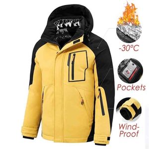 5XL 남자 겨울 아웃복 두꺼운 따뜻한 파카스 재킷 코트 남자 캐주얼 바람 방전 포켓 분리 가능한 후드 파카 재킷 남자 210913