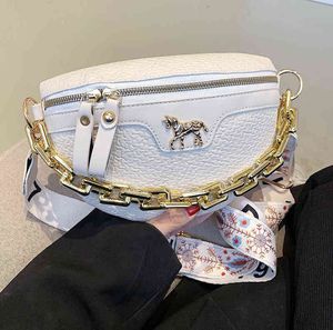 Bag Lady Bahar Yeni Moda Basit Zincir Bel Çanta Küçük Kalabalık Lychee Desen Kadınlar Tek Omuz Messenger Küçük 220602