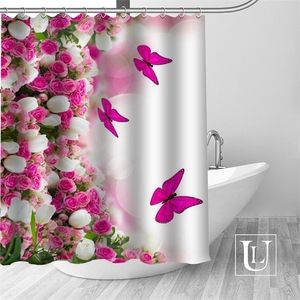 Flowers grass butterfly Shower Curtains Custom Bathroom Waterproof Fabric Polyester High Quality T200711