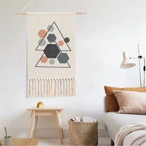 Neue handgestrickte Quaste Wandteppich Wandbehang handgefertigt böhmischen Stil Retro Home Decor Baumwolle nordische Kunst hängen Tuch T200601
