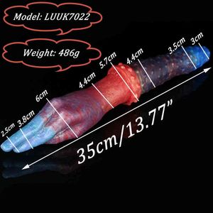 Nxy Dildos Dongs New Color Liquid Silicone Masturbation Stick Double Headed Penis False Palm Anal Plug Sex Toy 220507