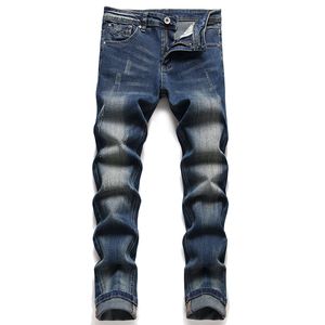 Punk Trend Retro Blue Jeans For Men Ripped Slim Stretch Slim Fit Denim Pants Hip Hop Fashion Casual Trousers Streetwear