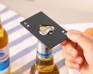 Stainless Steel Beer Bottle Opener Camp Kitchen accessories Poker Playing Card of Spades Soda Bottle Cap Openers Bar Tools