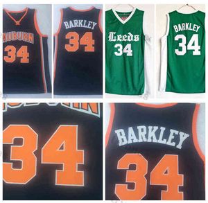 Herren Charles Barkley Tigers College-Basketball-Trikot, Marineblau, 34 Leeds High School-Trikots, Vintage-Grün, genähte Hemden, S-XXL