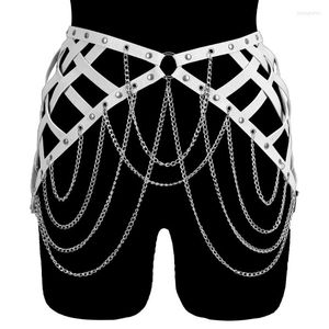 Gürtel Punk Metallkette Zubehör Harness Für Frauen Gürtel Hohl BH Pu Leder Goth Exotische Kostüm Festival Club Dance Rave GarterBelts