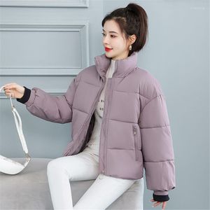 Mulheres do Down Down Parkas 2022 Moda de inverno Espalhar o colar de algodão Casaco acolchoado Mulheres soltas casaco quente Jaquetas curtas