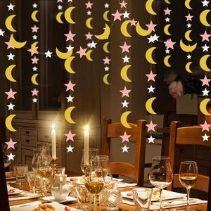 Wholesale diy banner happy birthday for sale - Group buy Party Decoration Mirror Paper Moon Star Round Garland Flash Banner Happy Birthday EID Baby Shower Curtain Wedding DIY DecorParty