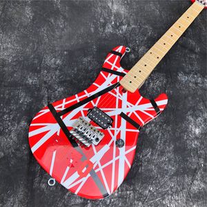 Chitarra elettrica Factory 5150 a strisce rosse e bianche, chitarre con tastiera Mape