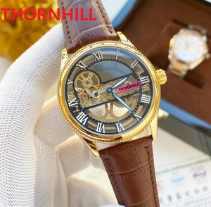 Wholesale waterproof mechanical self winding watch for sale - Group buy Automatic Mechanical ATM Waterproof Watch mm self winding Sapphire Top quality genuine italy cow brown leather hollow skeleton dial wristwatch