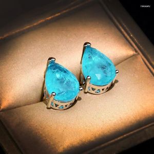 Stud Trend Paraiba Square Emerald Earring For Women Geometric Sapphire Diamond Crystal Engagement Wedding Gift JewelryStud Dale22 Farl22