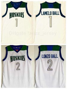 Chino Hills Huskies High School Basketball 2 Lonzo Ball Jerseys 1 Lamelo Team Kolor White Away Szygowanie i szycie sportowe bawełniane oddychające mężczyzn