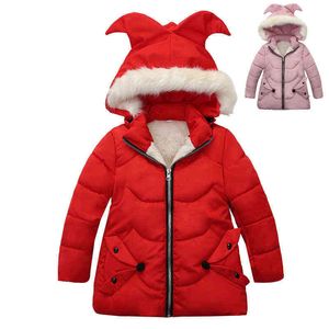 Winter Girls Jacket Autumn Warm Keep Thicker Christmas Jacket Hooded Casual Zipper Children Outerwear Kids Cartoonfox Clothing J220718