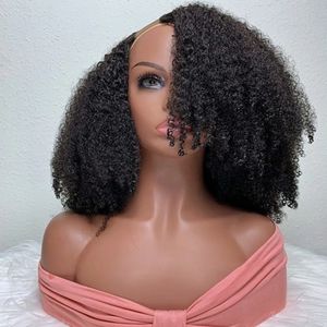 Glueless 4a Afro Afro Kinky Kıvırcık V Parça Peruk%250 Yoğunluk Yoğunluk İşlenmemiş İnsan Saç U Parça Perukları Orta Parçalar Tam Uç Makine