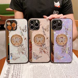 Bling skalmönster strass telefonfodral beatuiful designer fall täcker fjäril diamant gyllene linje täcker för iPhone xr x 11 12 13 Promax