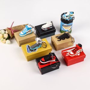 Fashion Designer Stereo Sneakers Keychain 3D Mini Basketball Shoes Chain Men Women Kids Key Ring Bag Pendant Birthday Party Gift with Box