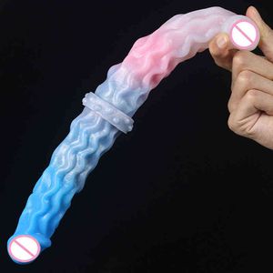 Nxy Dildos Double Headed Penis Female Silicone Manual Adult Sex Products Passion Massage Masturbator Toy 0316